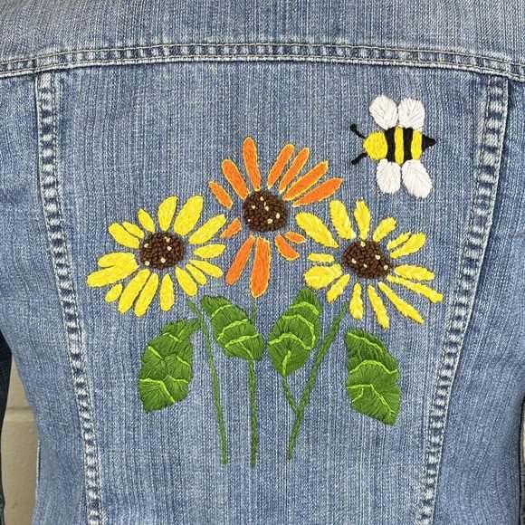 Custom Embroidery American Eagle Denim Jacket - Picture 2 of 6